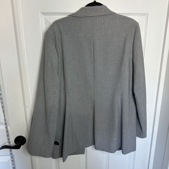 Austin Reed Blazer Jacket 16 Gray Pocket Open Front Fitted Button Lined - Picture 7 of 9